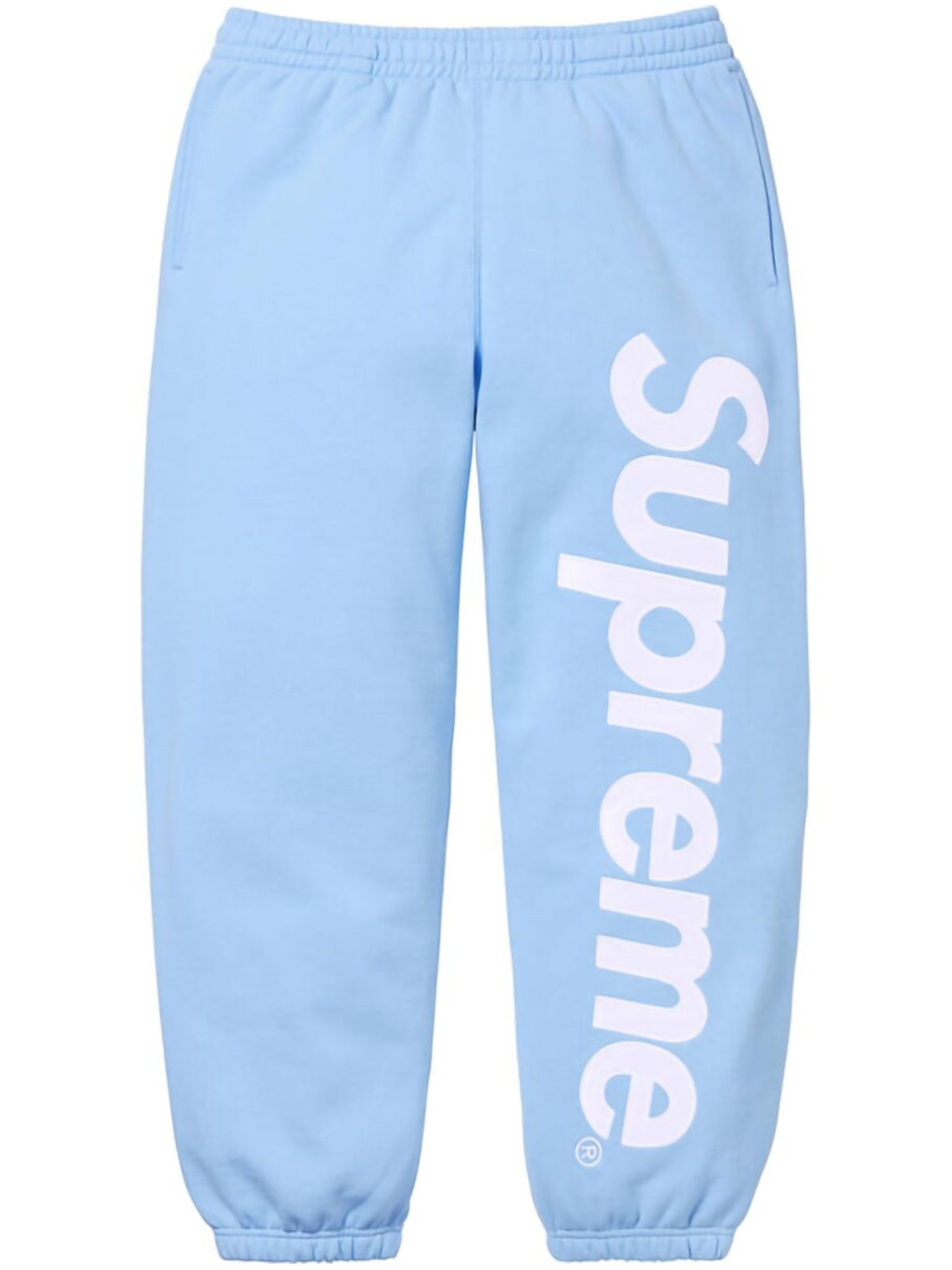 SUPREME Satin-Appliqué Cotton Track Pants Light Blue