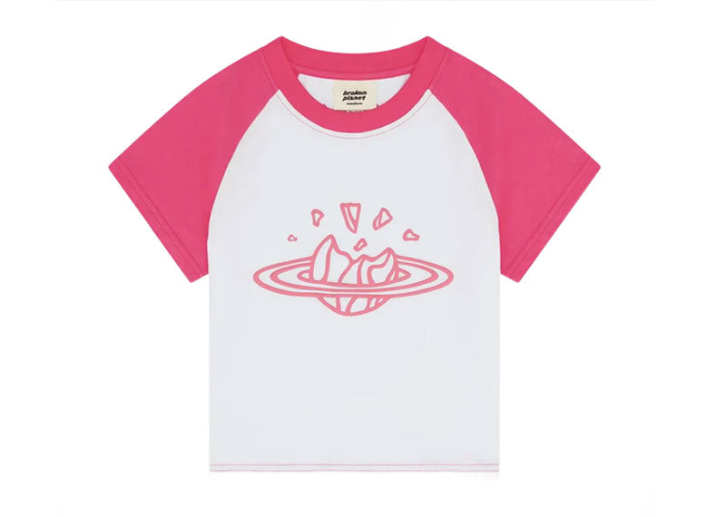 BROKEN PLANET Women's Market Baby T-Shirt Snow White/Pink