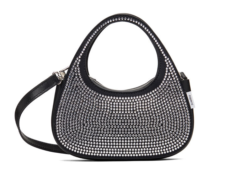 COPERNI Crystal Embellished Micro Baguette Mini Swipe Bag Black