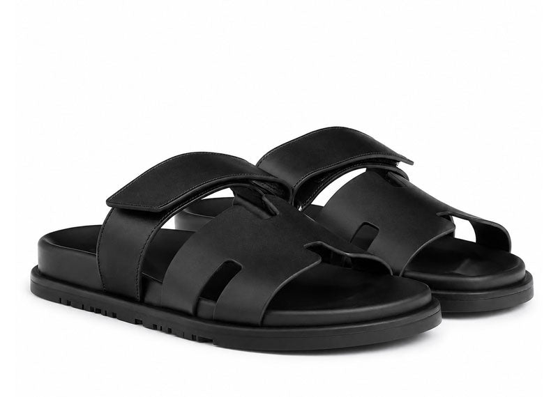Hermes Chypre Sandal Noir / Vert Mousse