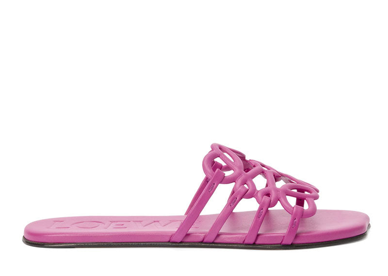 Loewe Petal Anagram Calfskin Slide Fuchsia