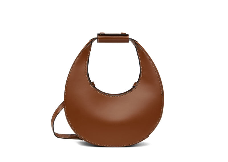 STAUD Mini Moon Small Leather Shoulder Bag Tan