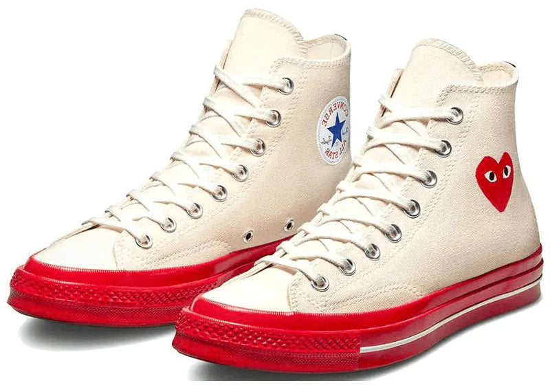 CONVERSE Chuck Taylor All Star 70 Hi Comme Des Garcons PLAY Egret Red Midsole