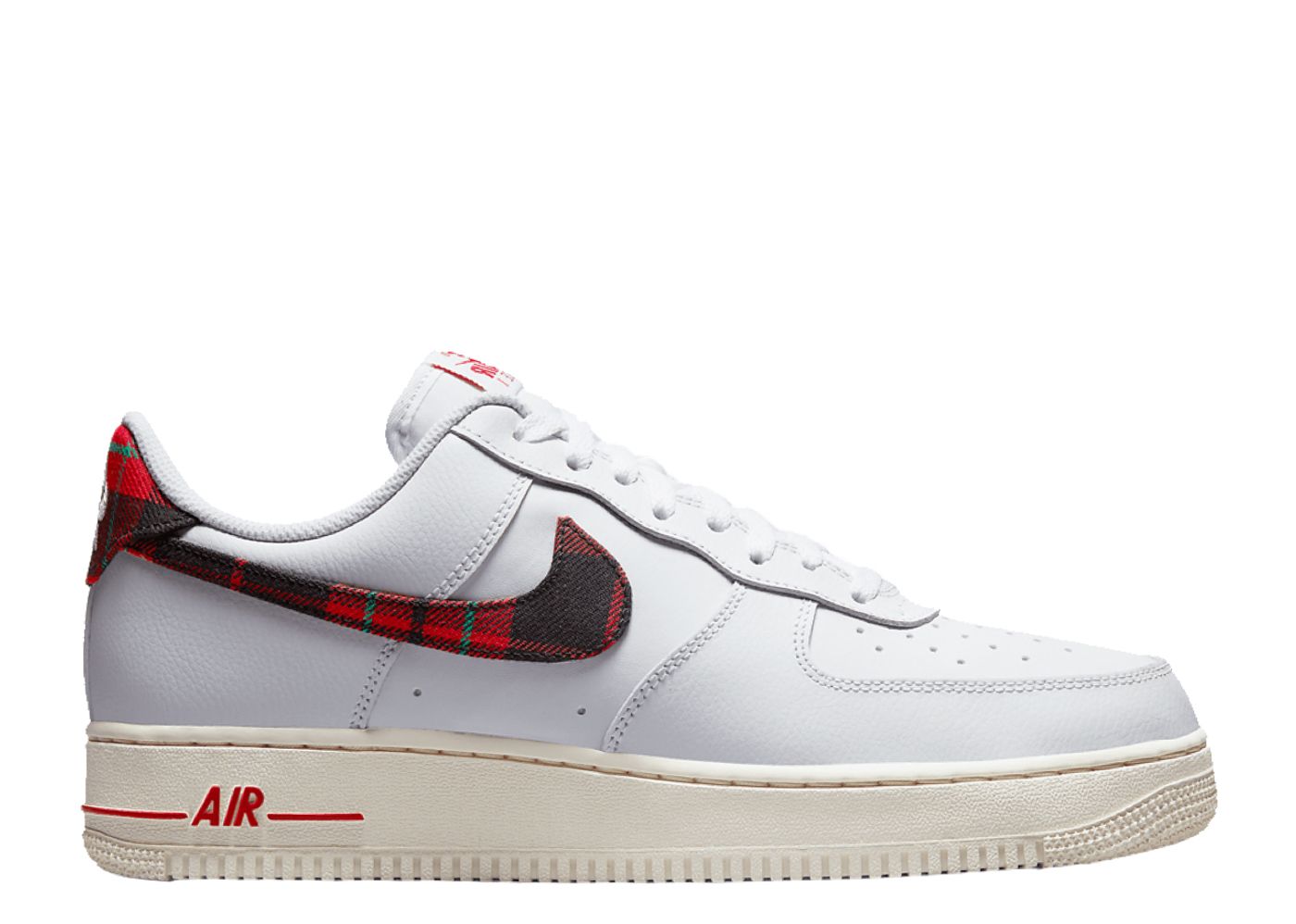 NIKE Air Force 1 Low '07 LV8 Tartan Plaid White University Red