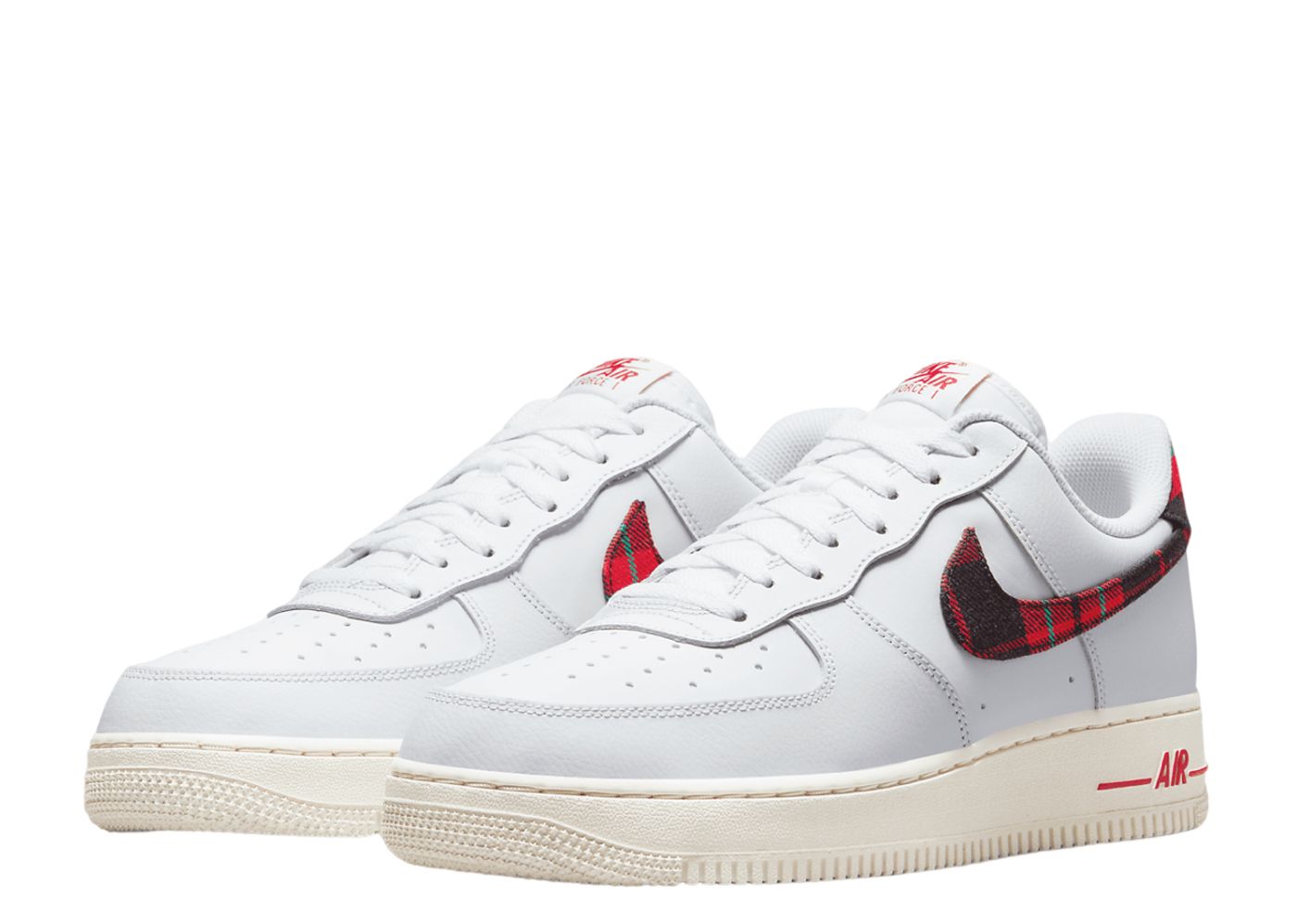 NIKE Air Force 1 Low '07 LV8 Tartan Plaid White University Red