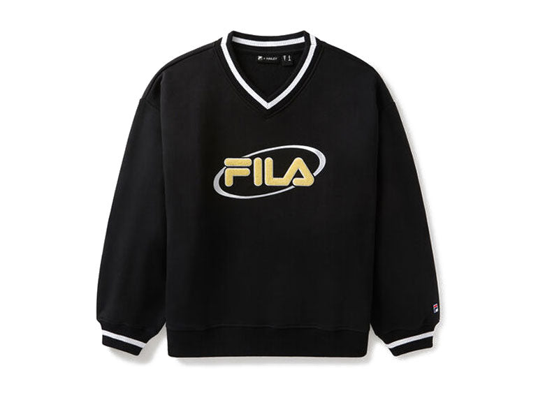 Fila x Hailey Bieber V-Neck Pullover Black | Soul Gallery